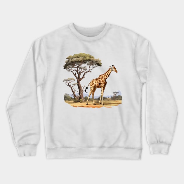 Watercolor Giraffe Crewneck Sweatshirt by zooleisurelife